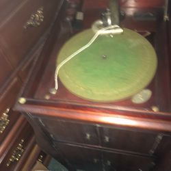 Old Record Player With Side Crank Handle 