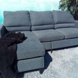Gray Small Sectional with Reversible Storage Chaise 
