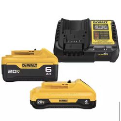Dewalt 20V MAX Lithium-Ion 6.0Ah and 4.0Ah Battery and Charger Starter Kit