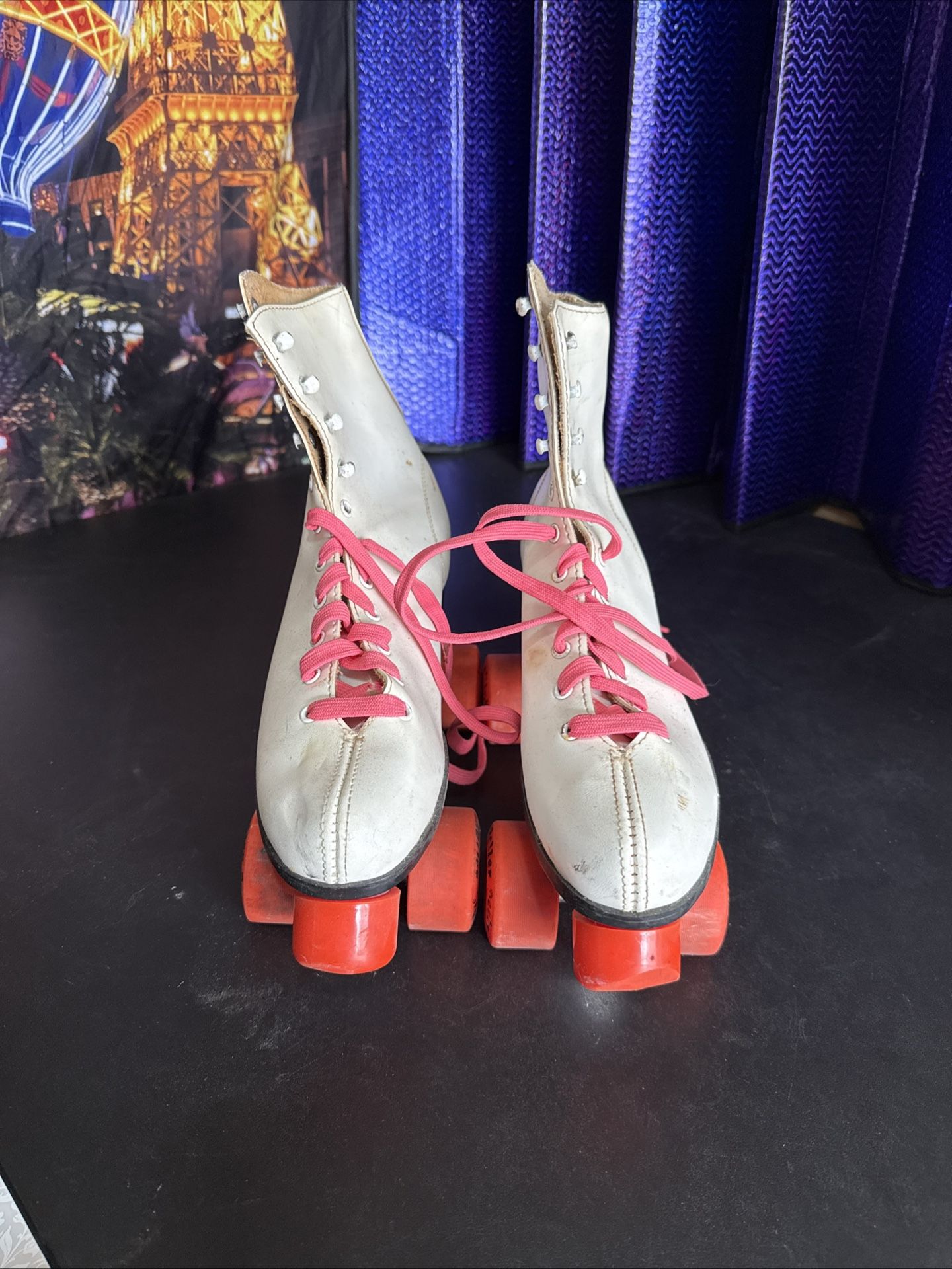 Vintage White Leather Roller Star Roller Derby Skates Size 9