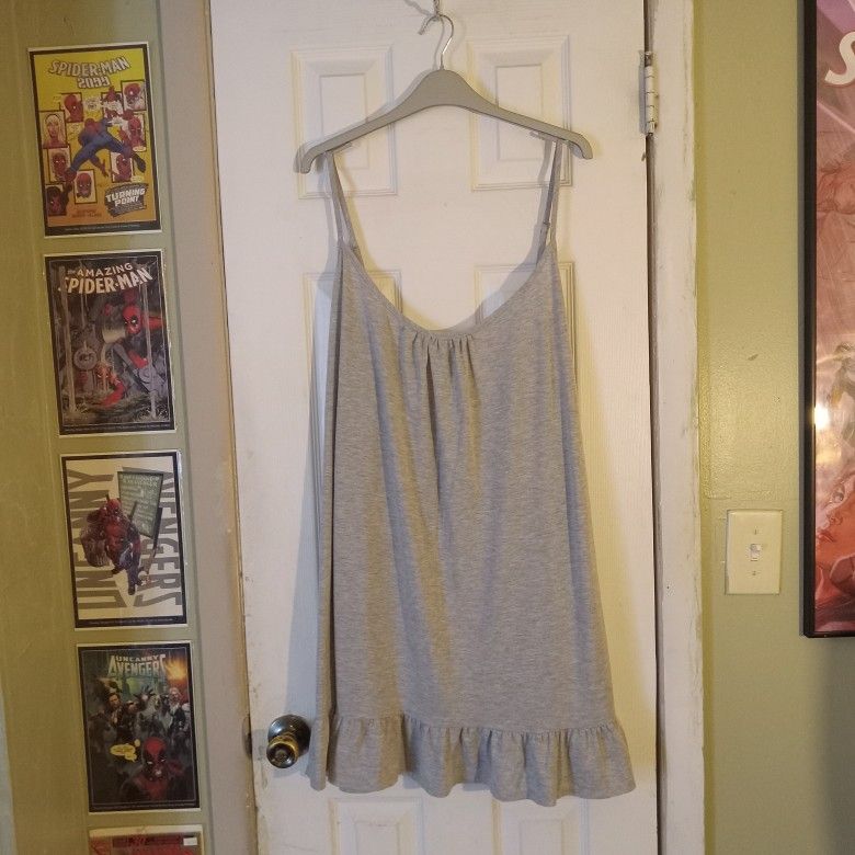 Heather Grey Nightgown With a Ruffled Hem