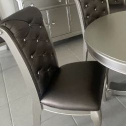 2 Silver and Grey Dining Chairs