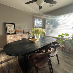 Dining Table And Chairs Black Table Plus 4 Brown Chairs $650