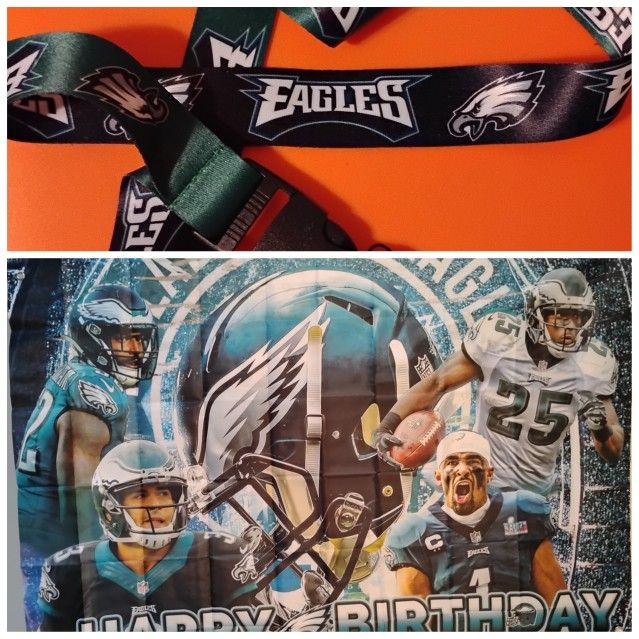 Philadelphia Eagles Banner 3 x 5 Ft and Lanyard NEW