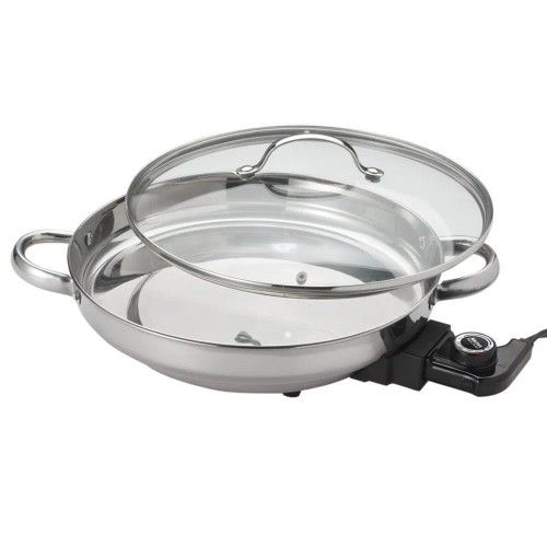 New Aroma Gourmet 12" Electric Skillet, 18/10 Stainless Steel, 1500W