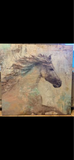 Modern Running Horse Canvas Wall Art – Excellent Condition