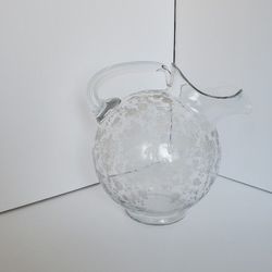 Crystal Antique Glass Leaning Pitcher