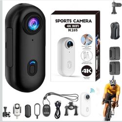 POV 4K Pro Waterproof Capture Camera, 360 Exterior Mini Chest Camera with Clip, Ultra Wide Angle Wearable Body Action Sports Cameras - BLACK