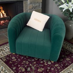 Emerald Green Velvet Channel Tufted Accent Chair