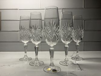Bohemian Crystal - Set Of 5 - Champagne Flutes