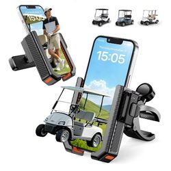 2-in-1 Golf Cart Phone Holder Mount [Magnetic Base&Vise clamp] Compatible with All 4.5-7" Smartphones (iPhone/Galaxy/Google).Universal Fit for Golf Ac