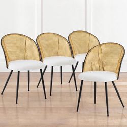 Set 4 Rattan Back Dining Chairs