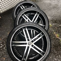 Status 22” Rims (22x9 5x114.3) w/ tires (265/35r22)