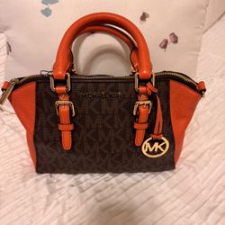 MICHAEL KORS Ciara Orange And Brown And Wallet