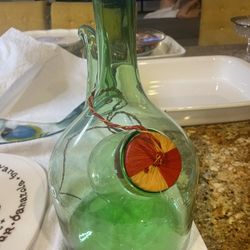Vintage Princess Glass Wine Decanter Italy Hand Blown w/ Ice...
