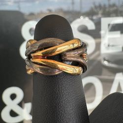 10k yellow gold and silver ring