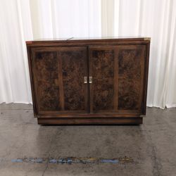 Hickory Manufacturing Company Burl Wood Campaign Bar Cabinet