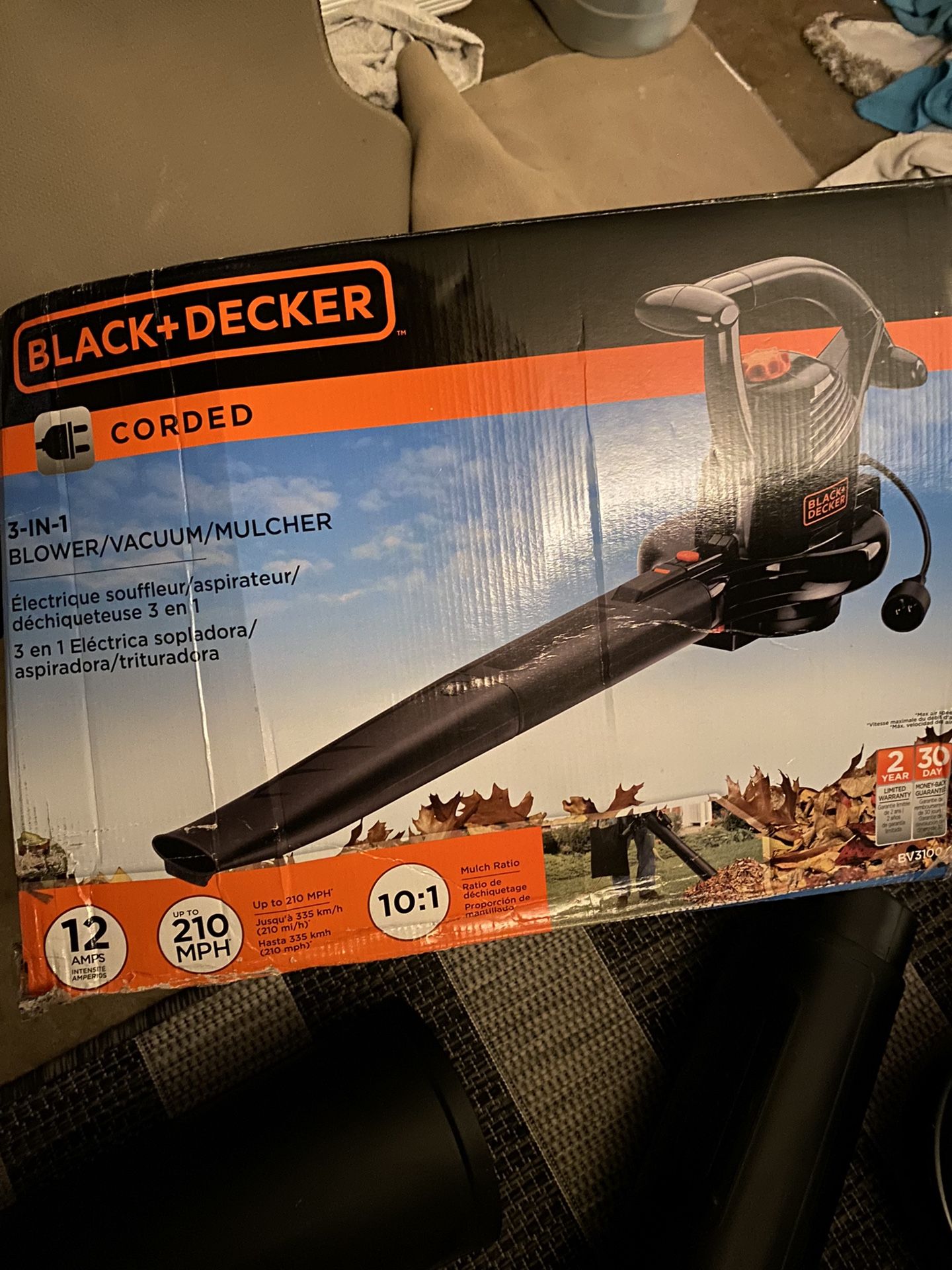 BLACK+DECKER 3-in-1 Leaf Blower, Leaf Vacuum and Mulcher, Up to 230 MPH, 12  Amp, Corded Electric for Sale in Durham, NC - OfferUp