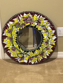 Mosaic circle mirror