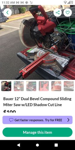 Bauer 12” Dual Bevel Compound Sliding Miter Saw w/LED Shadow Blade Line