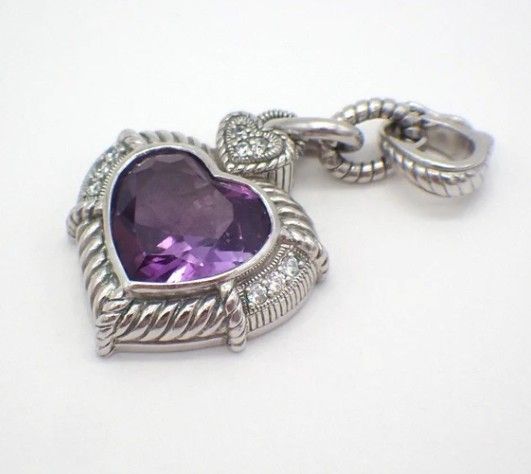 Beautiful Amethyst &CZ Heart Pendant