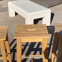 Set of 3 birchwood ikea bar stools