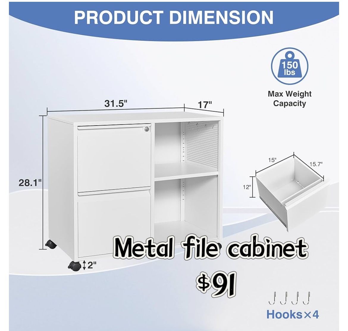 😀 Metal File Cabinet,Lockable Lateral Filing Cabinet for Letter/Legal/A4 Size Files,Rolling Printer Stand with Adjustable Shelf & Lockable Wheelss