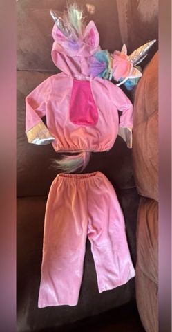 Kids Pink Unicorn Costume Set with Rainbow Tail