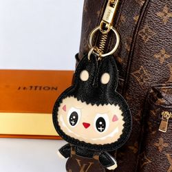 Labubu Leather Bag Keychain Cute Cartoon Doll Pendant Bag Charm