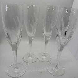 4 MARQUIS WATERFORD CRYSTAL MADE IN ITALY INTRIQUE CHAMPAGNE FLUTES GLASSES