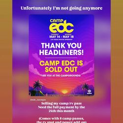 EDC 2026 CAMP PASS FOR SALE