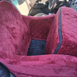  Dog Car Seat for Small/Medium Dogs,6in Elevated Cushion,Fits in Front/Back Seat,Fully Detachable and Washable,2 Storage Pockets,Easy to Install (Red,