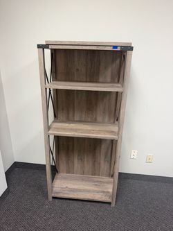 Rustic Wood and Metal 4-Shelf Bookcase