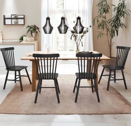 Set Of 4 LUE BONA Windsor Dining Chairs , Spindle Back Wooden Chairs for Kitchen and Dining Room, Restaurant, Cafe, Hotel, Black