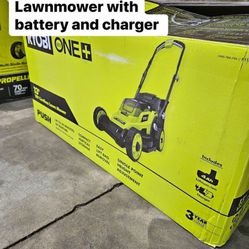 RYOBI 13 in 18 V Cordless Push Lawnmower with battery and charger