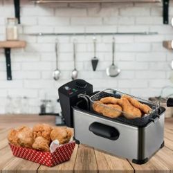 JJati 3 L 1700W Electric Deep Fryers, Stainless Steel