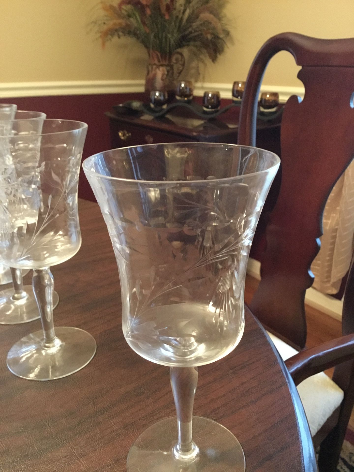 Etched Vintage Wine Glasses