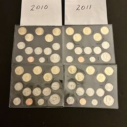 Coins – 2010 (28 coins) and 2011 (28 coins) Mint Sets in original mint packaging – total 56 coins