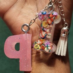 Keychain Dog With Pawn Letter Pink P