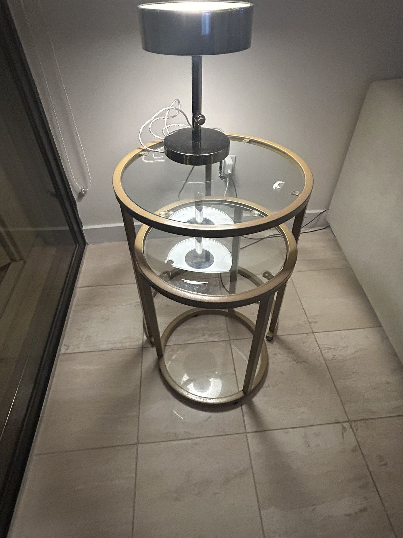 Side Couch Glass And Gold Table Set