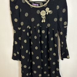 H&W Black With Gold Polka Dots Maternity Dress Size Small