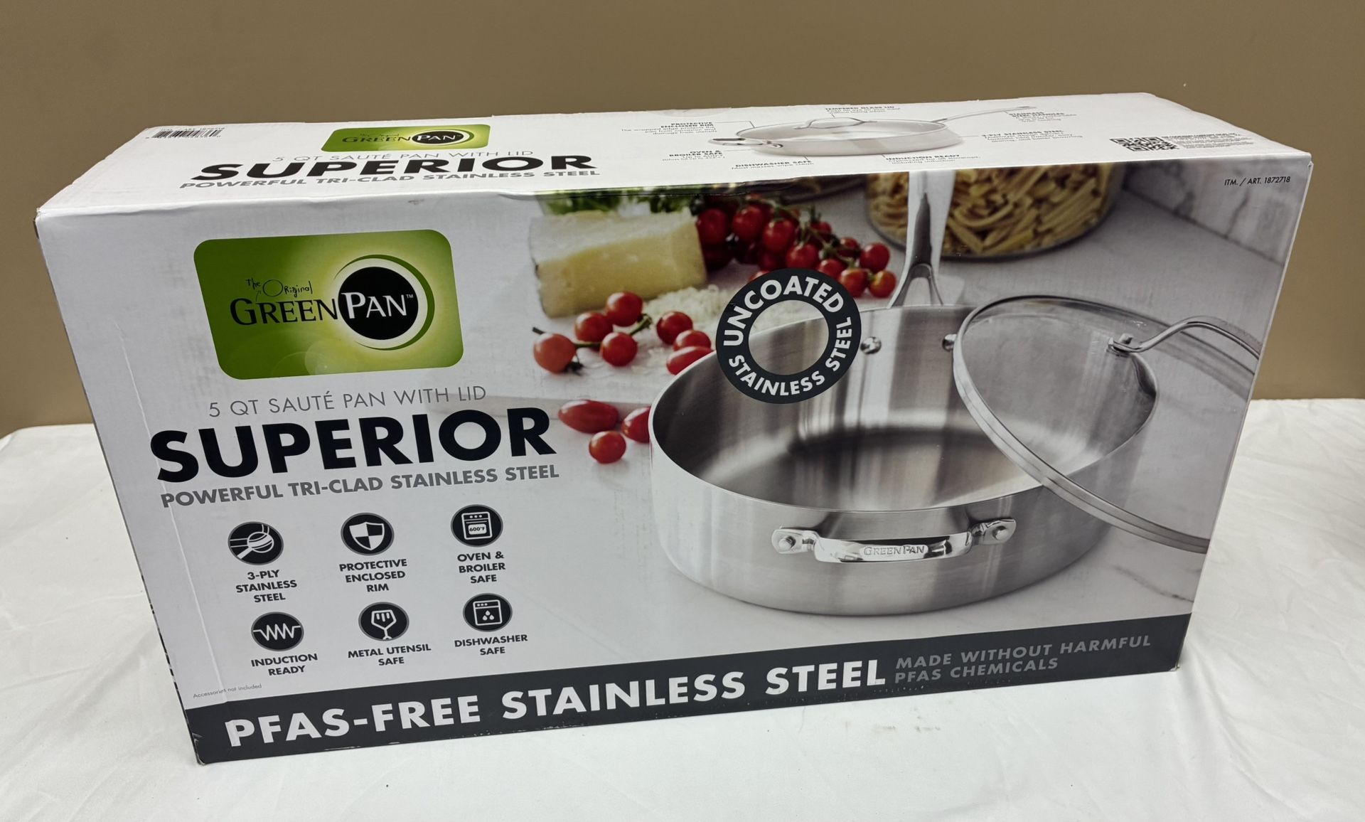 GreenPan Superior 5 Quart Stainless Steel Sauté Pan