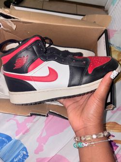 Jordan 1 Red, Black, & White Shoes With Red Swoosh