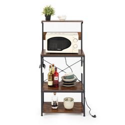 Homy Casa Lokaer 23.6" Bakers Rack with Charging Station Microwave Stand (Local PickUp)