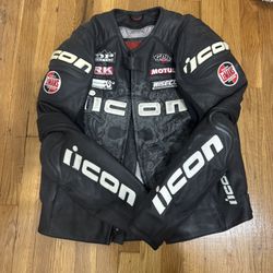 Icon Size XL Black Overlord Prime Hero Leather Jacket With lining & Hard Shell