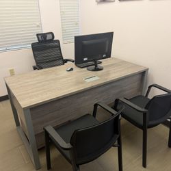 Computer desk, Cabinet And chair