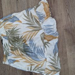 Tahari Leaf Print Skirt in Green and Blue Tahari 100% lines sz M