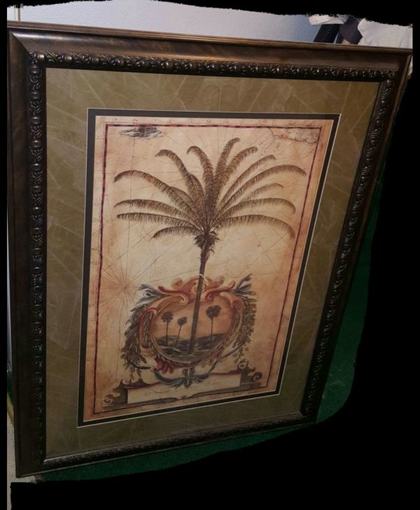 Big Palm Tree Wooden Frame 37 Inches Long By 28 Wide