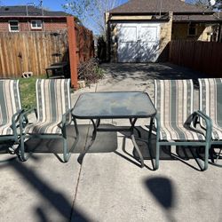 Outdoor Patio Set 4 Rocking Chairs Glass Table