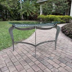 Rare Custom Welded Steel Console Table - MCM Industrial Metal Foyer Table 